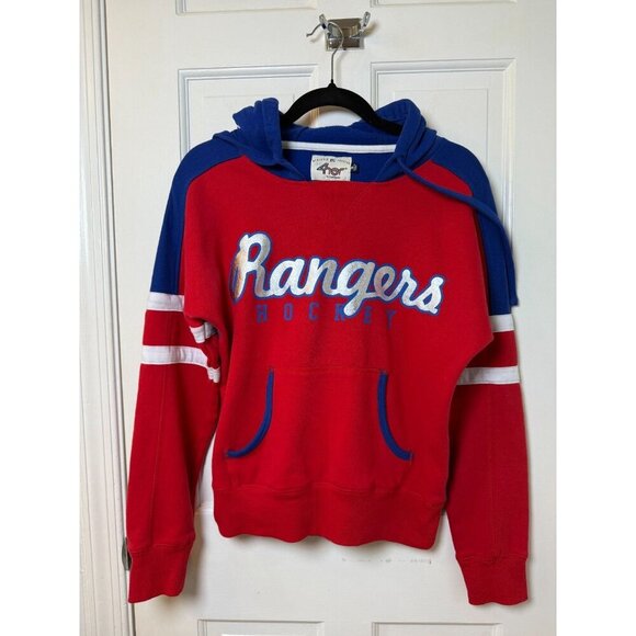 NHL New York Rangers Red Pullover Hoodie with Rangers Logo on Hood Womens M - Picture 3 of 13